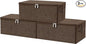 ANMINY 3PCS Storage Bins with Zipper Lids 13 Qt Lidded Fabric Storage Boxes Baskets Cubes with Handles Collapsible Washable Cotton Linen Closet Shelf Clothes Organizer Containers - Coffee, Small