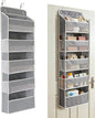 Over the Door Organizer, Door Storage Organizer with Large Capacity Pockets, Hanging Shelves for Bedroom, Closet, Dorm, Pantry (Grey, 5-Tier)