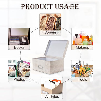 Briful Photo Boxes with Lids - 4 in 1 Set Waterproof Storage Boxes with Handles - Decorative Multiple Size Storage Bins for Clothes/Shoes/Office/Cosmetic/Books