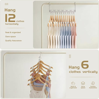 HOUSE DAY Space Saving Hangers for Clothes 6 Pack, Heavy Duty Hanger Organizer | 30 Lbs Capacity |, Metal Magic Hanger, Sturdy Multi Hangers, Closet Space Saver Closet Organizers and Storage