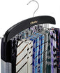 Ohuhu 24-Hook Wooden Tie Rack Organizer - Space Saving Closet Hanger with 360° Rotating Hooks, Anti-Slip Clips for Ties, Belts, Scarves - Premium Hardwood & Rustproof Steel Construction-Black