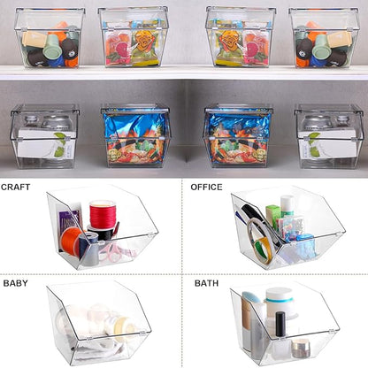 Yerliker 4 Pcs Clear Plastic Storage Bins with Lids Large Stackable Pantry Storage Organizer Bins Kitchen Organization Cabinet Organizers Ideal Containers for Fridge, Kitchen, Cabinets (Clear)