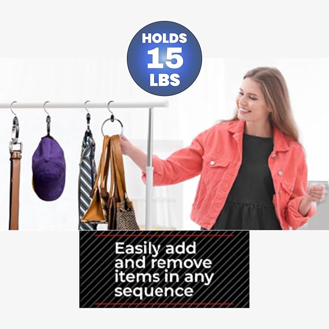 Rolly Hanger® Closet Space Saver – Premium Rotating Aluminum Organizer for Belts, Ties, Hats & Handbags – Heavy Duty 360° Swivel – Declutter & Maximize Storage (2 Pack)