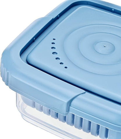 Soap Dish, Square Soap Travel Case with Drainage Layer, Leak-Proof Soap Container for Gym, Bathroom, Traveling, Camping, Soap Bar Shampoo Holder for Shower (Blue)