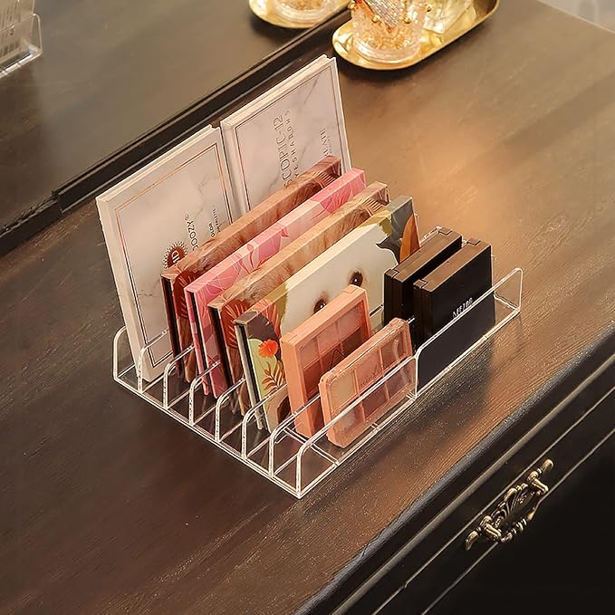 Vowcarol Eyeshadow Palette Organizer, Acrylic 7-Section Divided Makeup Palette Organizer Holder - Clear 2 Pack