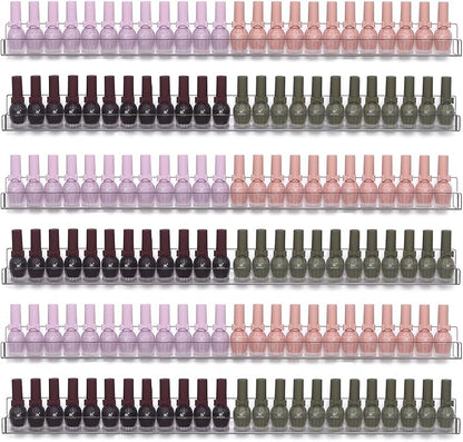 6Pcs/Set 24 Inch Nail Polish Rack Wall Mounted, Lipstick Essential Oil Bottle Clear Holder Organizer, Big Display Stand Wall Shelf for Bottle Cup Make-ups