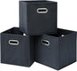Black Fabric Cubby Storage Bins,13x13x13 Inches ,Cube Organizer Bin Foldable Storage Boxes with Dual Handles Fabric Organizer Box and collapsible Storage basket,Set of 3,Grey