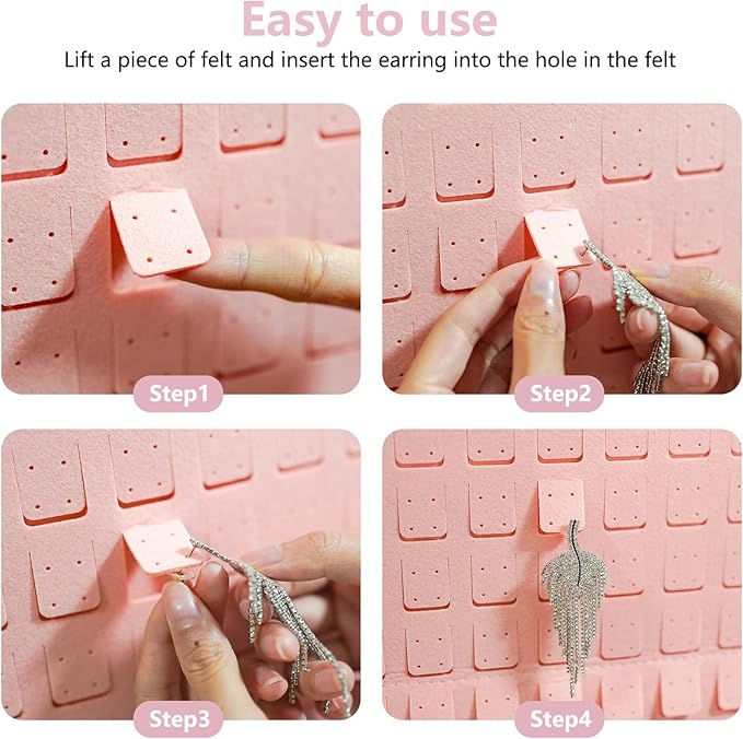 Hanging Earrings Organizer, Earring Holder Holds Up To 330 Pairs, Felt Earring Organizers and Storage, Wall Earring Holder Earring Display for Women Girls -1 Pack (Earring Organizer-Pink)