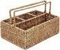 PEMAR Large L-Sized Hand Woven Utensil Caddy Carrier, Natural Jute Wicker Condiment Holder for Table, Kitchen Set Counter Top Silverware Organizer, Rustic Storage for Forks, Spoons, Seagrass