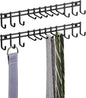 mDesign Closet Wall Mount Metal Accessory Organizer and Storage Center - Modern Slim Holder for Womens and Mens Ties, Belts, Scarves, Sunglasses, Watches - 12 Hooks, 2 Pack, Matte Black