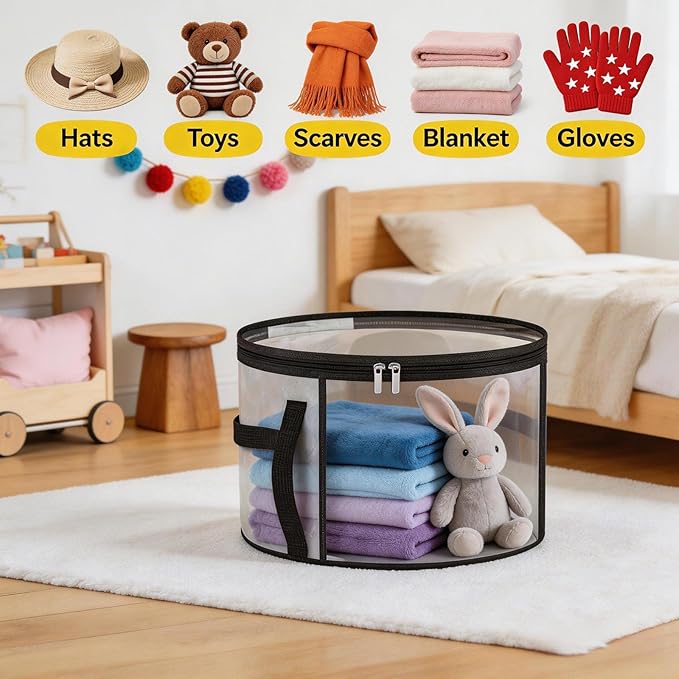 Oversized Clear Hat Storage Box With Handle, Extra Large Organizer Holds 7 Hats For Closet Travel Cloth Hat Case