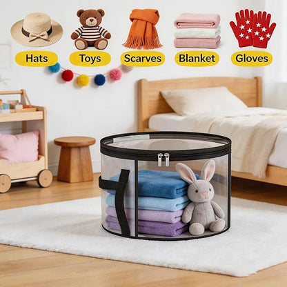 Oversized Clear Hat Storage Box With Handle, Extra Large Organizer Holds 7 Hats For Closet Travel Cloth Hat Case