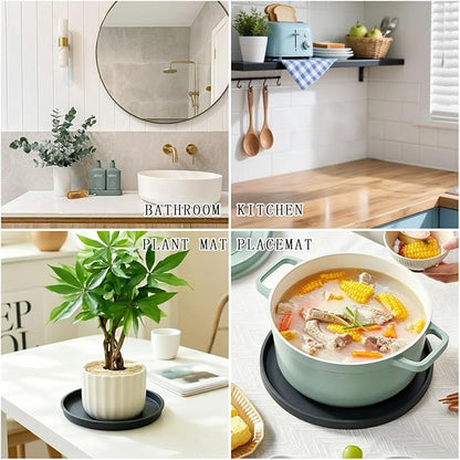 9 Inchs Round Silicone Bathroom Tray Vanity Tray Trinket Tray for Scrubber, Lotion Bottles, Perfume, Jewelry, Candle, Key Trinket Ring