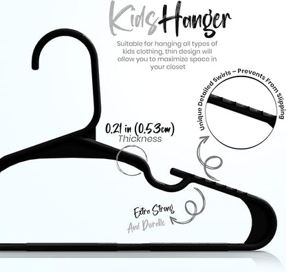 Utopia Home 20 Pack Kids Hangers - 11.5 Inch Plastic Baby Hangers for Closet - Childrens Hanger for Clothes & Infant Hanger for Closet - for Everyday Standard Use (Black)