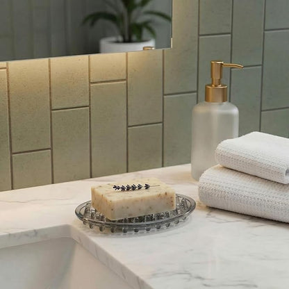 4 Pcs Plastic Soap Holder Soap Dish Bar Saver Tray with Holes Sponge Holder for Kitchen Bathroom Shower Counter, 4.5 x 3 x 0.7 Inches (Clear,Light Gray)