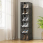 Shoe Box,Set of 6,Stackable Plastic Clear Shoe Box Organizer with Magnetic Door,Shoe Storage Box Thicken Sturdy,Easy Assembly,Fit up to US Size(Front opening door, Black)