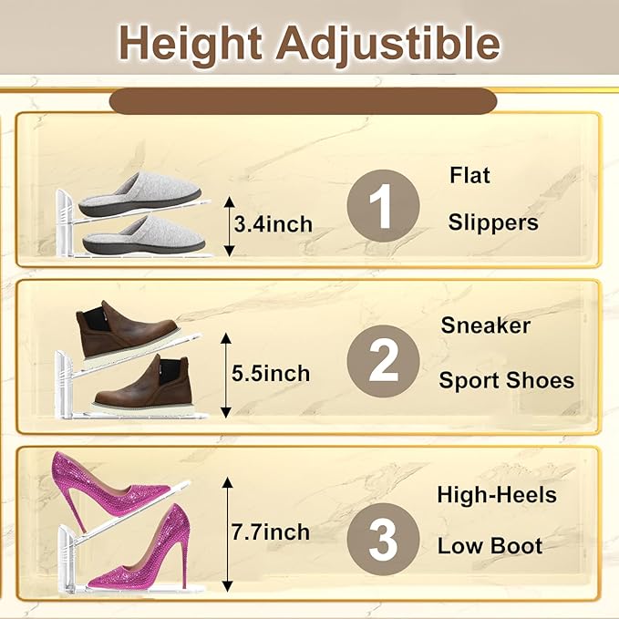 Clear Shoe Slots Organizer 20Pack Shoe Stacker Rack Organizer for Closet Adjustable Shoes Holders Space Saver Zapateras Organizers