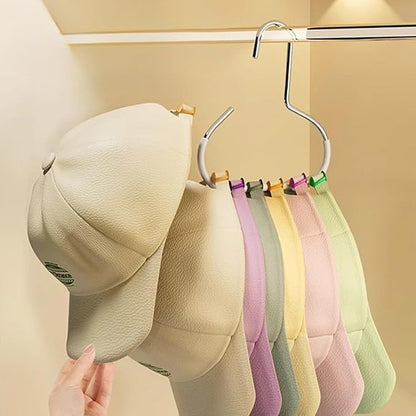 Hat Organizer, Holds Up to 8 Hats, Hat Racks/Holder/Hooks for Closet, Hat Hanger for Home & Dorm | Multi-Function Hanging Hat Storage for Closet & Display (White)