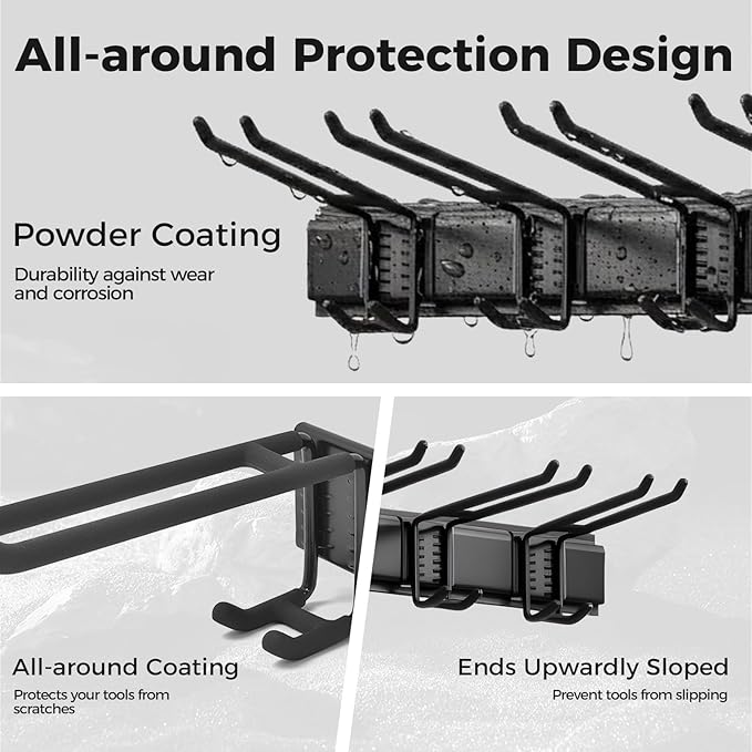 Garage Tool Organizer 48in - Heavy Duty Wall Mount Tool Storage Rack Load 350lb Garage Organization for Mop Rake Broom Shovel Folding Chair