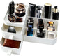 White Perfume Organizer for Men with Drawers, Cologne Organizer for Men, Mens Organizer for Cologne and Jewelry, Cologne Holder for Mens Dresser Bedroom, Bathroom Organizer and Storage