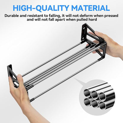 2 Pack Wall Shoe Rack,Hanging Shoe Storage Holds 8 Pairs of Shoes Over The Door Wall Mounted Shoe Organizer Space Saving for RV Closet Camper Black