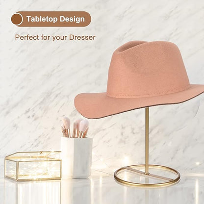uxcell Metal Hat Display Stand 2 Pack Tabletop Hat and Wig Rack Holder Freestanding for Baseball Cap, Fedora Hat, Cowboy Hat - Gold, 12 Inch