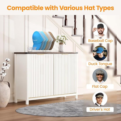 Nicetree Hat Organizer, 2 Pcs No Install Acrylic Hat Racks for 14 Baseball Caps Storage, Hat Stand for Baseball Caps Display and Organizer for Dresser, Bedroom, Closet, Office