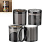 4Pack Stackable Black Plastic Container - 20 Ounce Round Vanity Storage Organizers with Lids for Hair Accessories & Beauty Supplies & Bathroom Container Set