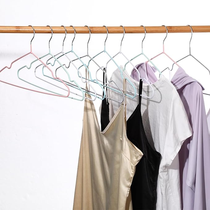 Wesiti 100 Pcs Metal Wire Non Slip Hangers for Clothes Space Saving Hanger Strong 15.7 in Triangle Clothes Coat Suit Bridal Boutique Dress for Closet Dorm Rack(Gray)