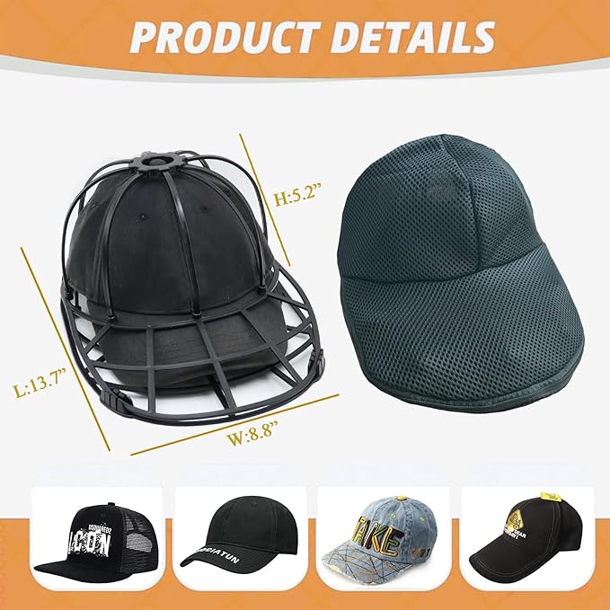 Hat Washer Cage for Washing Machine, Cap Washer with Mesh Bags Baseball Caps Cleaner/Cleaning Protector Cage