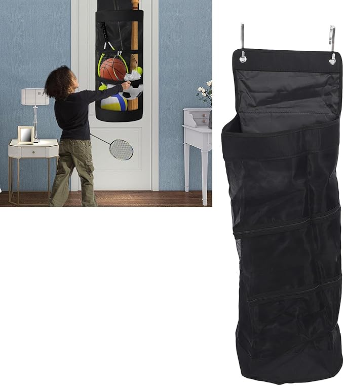 Asixxsix Hanging Storage Organizer, Large Capacity Sports Equipment Organizer for Kids Toys, Shoes, Diapers, Over Door Hanging Bag, Nylon Mesh, Oxford Cloth