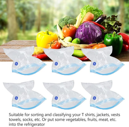 6PCS 26 * 34CM Vacuum Storage Bags Space Saver Sealed Reusable Vacuum Sealed Compressed Space Saver Bags for Food Clothing