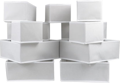Fordonral 12 Pack Drawer Organizer Clothes, Foldable Fabric Dresser Organizer Closet Organizers and Storage Box for Underwear,Folded Clothes,Baby Clothing,Socks,Bra,Towels,Ties(12 Pack,White)