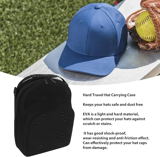 AUNMAS Hard Hat Case, Baseball Cap Carrier Bag, Crush Proof Travel Case with Shoulder Strap for Hat Storage