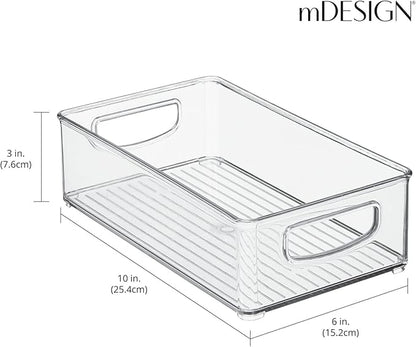 mDesign Small Plastic Bathroom Storage Container Bins with Handles for Organization in Closet, Cabinet, Vanity or Cupboard Shelf, Accessory Organizer - Ligne Collection - 2 Pack - Clear