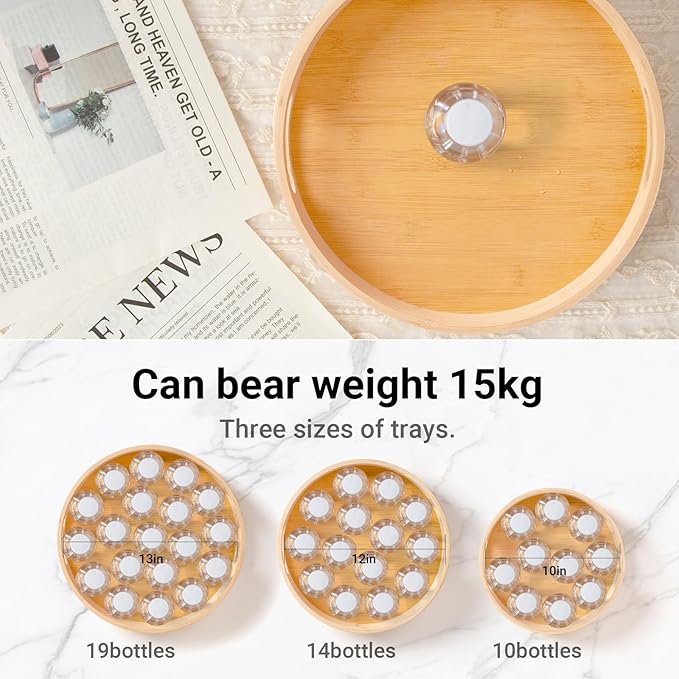 10in Bamboo Lazy Susan Organizer Turntable for Cabinet - Rotating Spinning Storage Tray for Tabletop, Countertop, Cabinet, Pantry, Kitchen | Spice Rack, Jars & Canisters Holder