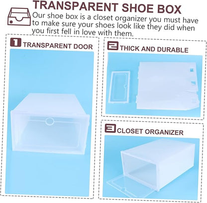 6pcs Shoes Storage Box Lid Plastic Shoe Containers Stackable for Home Office Closet