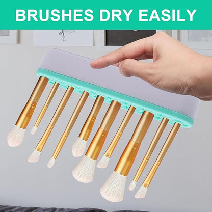 1Pcs Makeup Brushes Holder Silicone Make Up Brush Holder Stand Makeup Vanity Brush Holders for Painting Pen Brushes Nail Clippers Drill Pens Ruler Sewing Craft Tools (Green)