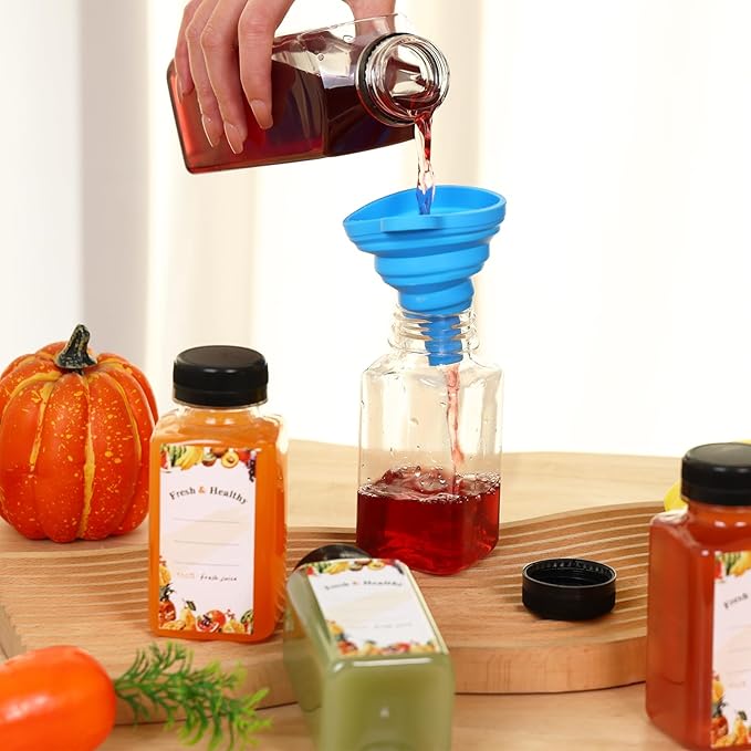 Moretoes 36pcs 8oz Juice Bottles, Plastic Bottles with Lids, Reusable Clear Containers with Caps for Juicing, Smoothie and Other Beverages
