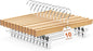 HOUSE DAY Wooden Pants Hangers with Clips, Solid Lotus Deluxe Wood Skirt Hangers, Heavy Duty & Anti-Rust Hook for Wrinkle-Free Slacks, Skirts, Jeans, Space Saving for Closet 10 Pack (Natural)