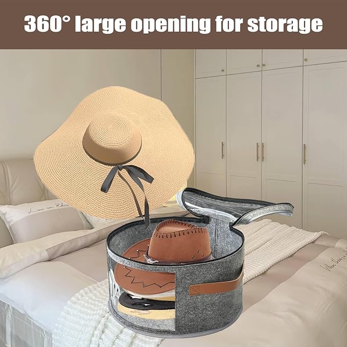 STARGAZ Oversized Clear Hat Storage Bag, Hat boxes for women storage, Cowboy hat storage, Hat accessories, hat organizer for closet, hat travel case with Handle, Holds Up to 10 Hats(Grey 2 Pack)