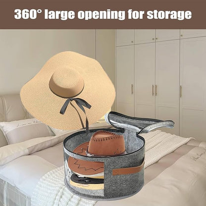 STARGAZ Oversized Clear Hat Storage Bag, Hat boxes for women storage, Cowboy hat storage, Hat accessories, hat organizer for closet, hat travel case with Handle, Holds Up to 10 Hats(Grey 2 Pack)