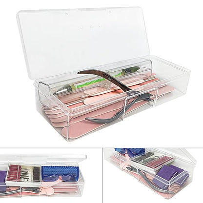 Plastic Nail Storage Manicure Tool Box, 4PCS Storage Personal Box Nail Implement Storage Box Organizer Case Box for Nail Art Pedicure Supply (Clear-4pcs, Large)