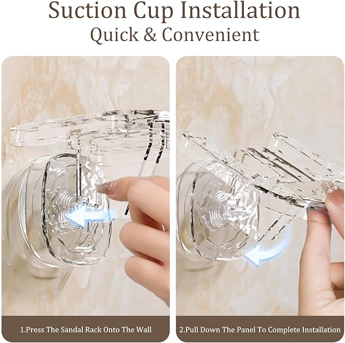 No-Drill Suction Cup Slipper Racks – Wall-Mounted Bathroom Shoe Holders with Drainage, Anti-Slip Design, Easy Installation