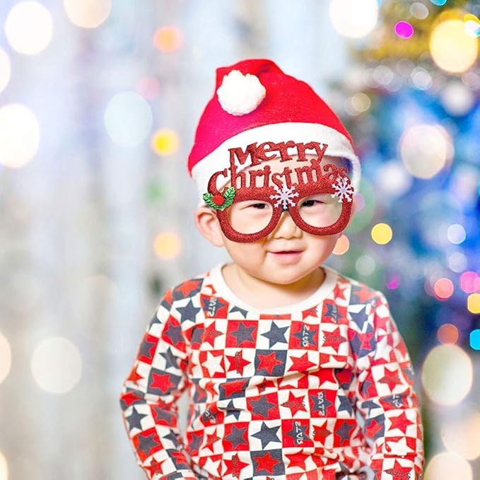 Callenbach Christmas Glasses Frame Glitter Eyewear Decoration Xmas Costume Creative Eyeglasses for Holiday Party Favors, Assorted Styles 6 Pieces