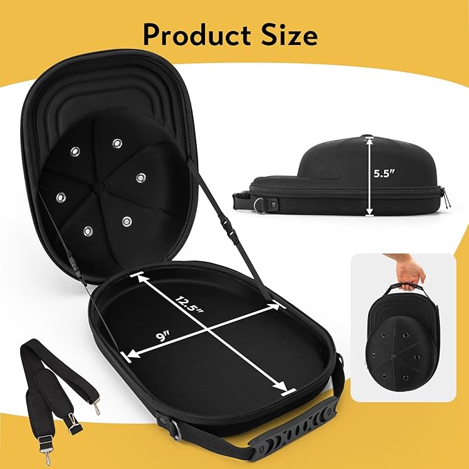 Hat Travel Case, Hat Carrier Travel Case with Adjustable Shoulder Strap, Hat Organizer Baseball Caps Holder for 6 Baseball Caps, Perfect for Traveling & Home Storage, Small