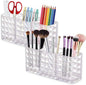 2 Pcs Acrylic Makeup Brush Holder,3 Compartment Cosmetic Organizer,Bathroom Vanity Countertop Storage for Brushes Beauty Tools Pencils Pens Bathroom Living Room