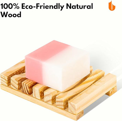 Urbanstrive Eco-Friendly Natural Wooden Soap Dish Soap Saver Holder Soap Tray for Bathroom, Biodegradable, Zero Waste, Plastic Free (Wooden)