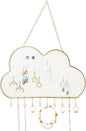 PH PandaHall Wall Jewelry Organizer, Stud Earring Holder Hanging Necklace Bracelet Display Stand with 10 Hooks Decorative Cloud Organizer for Necklaces Bracelets Small Grid for Stud Earring