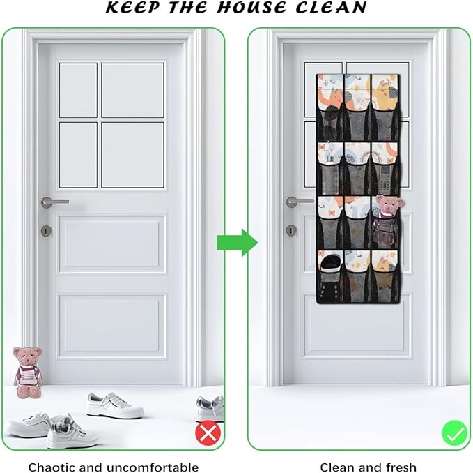 Elephant Shoe Organizer Over The Door,12 Large Mesh Pockets Hanging Storage Shoe Rack,Hanging Shoe Rack for Door Sneaker Hanger Boot Storage,Breathable Organizer Storage Bag